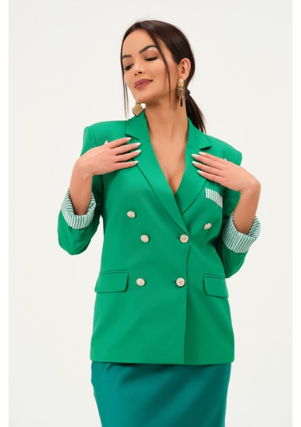 Kontrast Astarlı Blazer Ceket