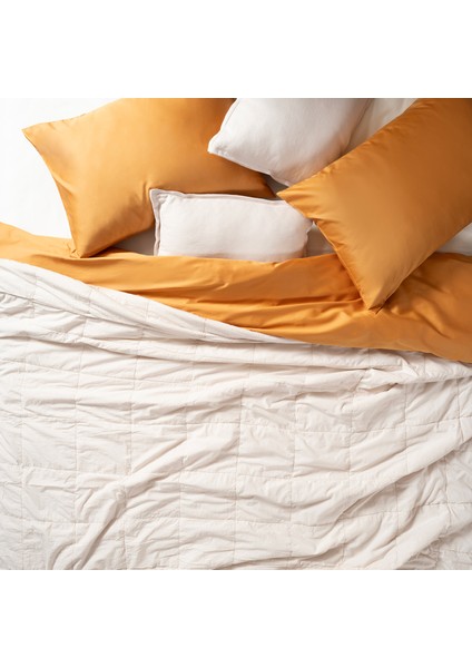 Solıd Kapitoneli Tek Kişilik Pamuk Yatak Örtüsü 160 x 220 cm Krem