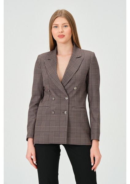 Desenli Kumaştan Blazer Ceket