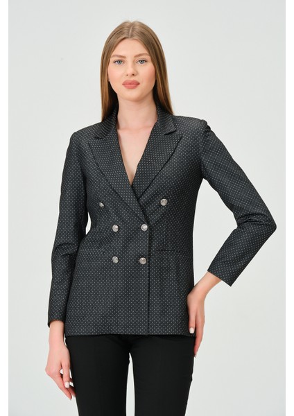 Desenli Kumaştan Blazer Ceket