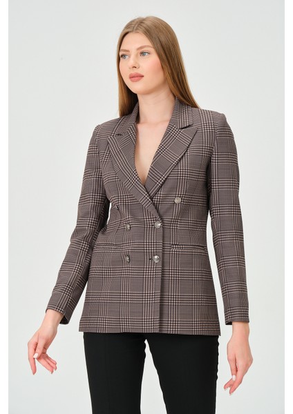 Desenli Kumaştan Blazer Ceket