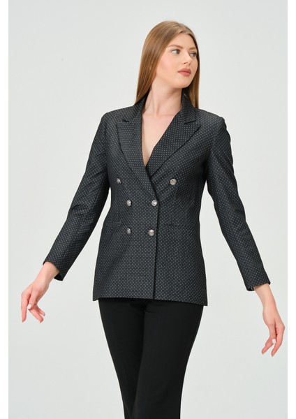 Desenli Kumaştan Blazer Ceket