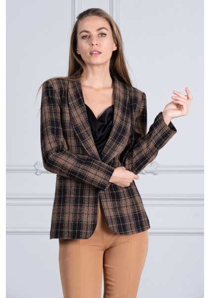 Ekose Desenlı Tuvıt Ceket