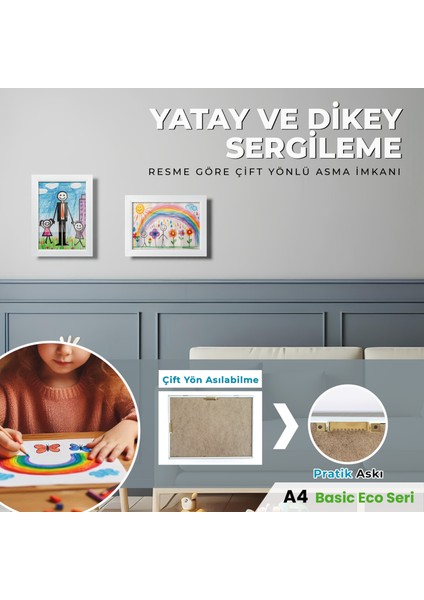 A4 Çocuk Sanat Resim Çerçevesi Katlanır Saklama Resmi Kolay Değiştirilebilir Manyetik Açılır Kapanır Çocuklar İçin