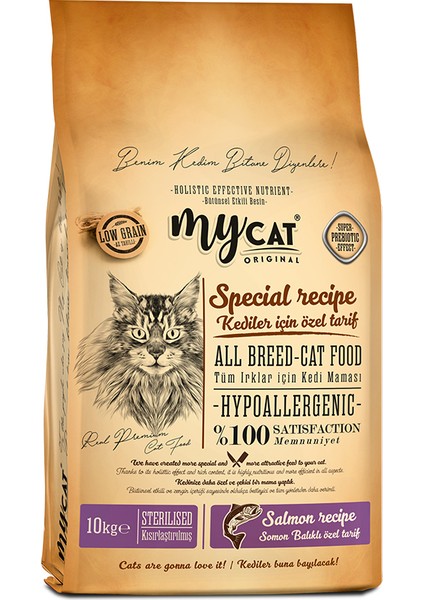 Mycat Hypoallergenic Light Sterilised Somon Balıklı Kısır Kedi Maması (10kg)