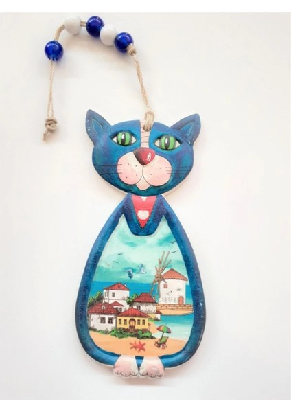 2'li Kedi ve Fil Figürlü Nazar Boncuklu Jüt Ipli Teras Bahçe Balkon Yazlık Duvar Dekorasyon