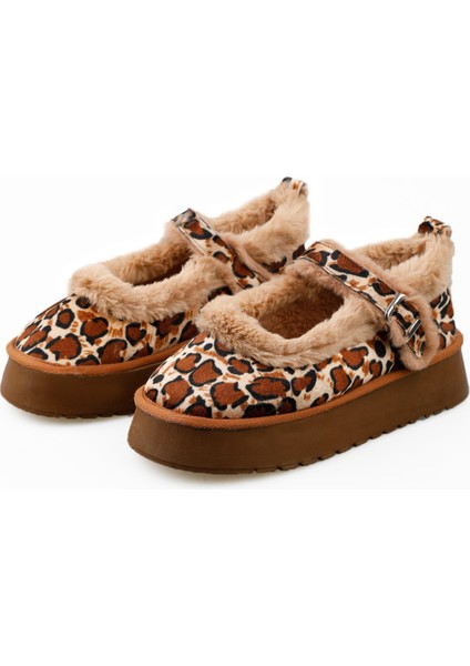 Kadın Kalın Tabanlı Içi Kürklü Peluş Babet Ayakkabı fiyatları