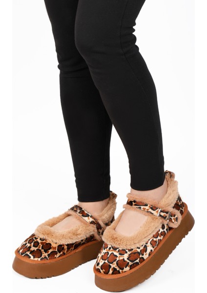 Kadın Kalın Tabanlı Içi Kürklü Peluş Babet Ayakkabı fırsatları