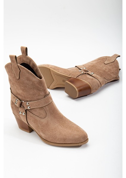 Fate Kadın Vizon Süet Termo Taban Sivri Burunlu Western Kovboy Bot modelleri