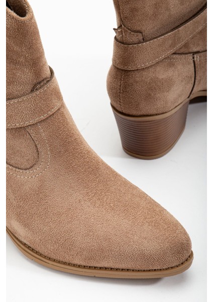 Fate Kadın Vizon Süet Termo Taban Sivri Burunlu Western Kovboy Bot fırsatları