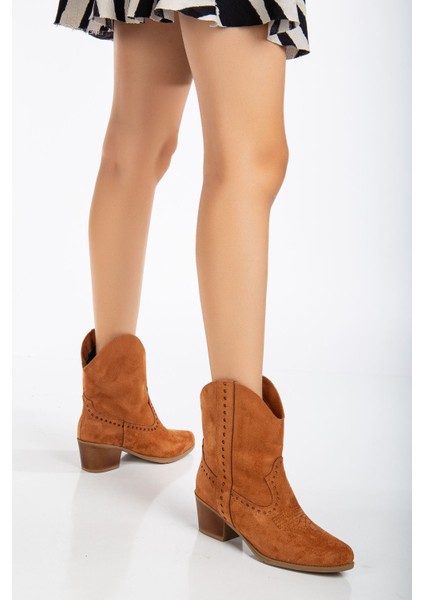 Seyuna Taba Süet Nakışlı Western Kovboy Bot fırsatları