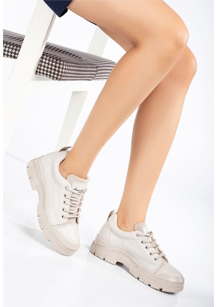 Peqas Bej Kadın Sneaker Günlük Ayakkabı fırsatları