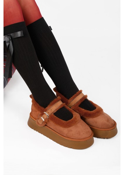 Kadın Kalın Tabanlı Içi Kürklü Peluş Babet Ayakkabı fiyatları