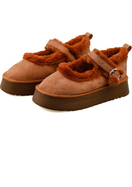 Kadın Kalın Tabanlı Içi Kürklü Peluş Babet Ayakkabı modelleri
