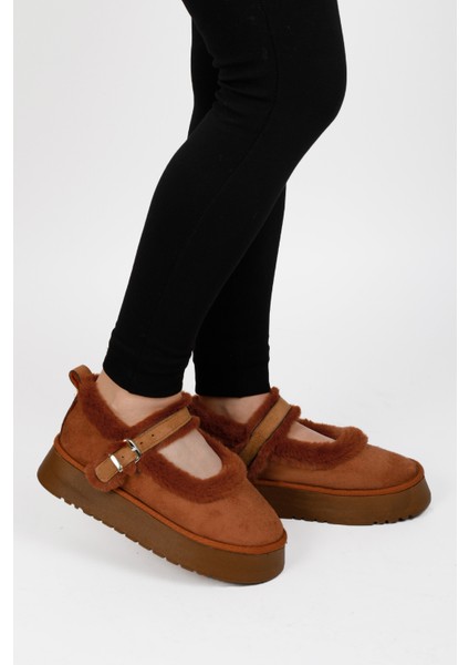 Kadın Kalın Tabanlı Içi Kürklü Peluş Babet Ayakkabı fırsatları