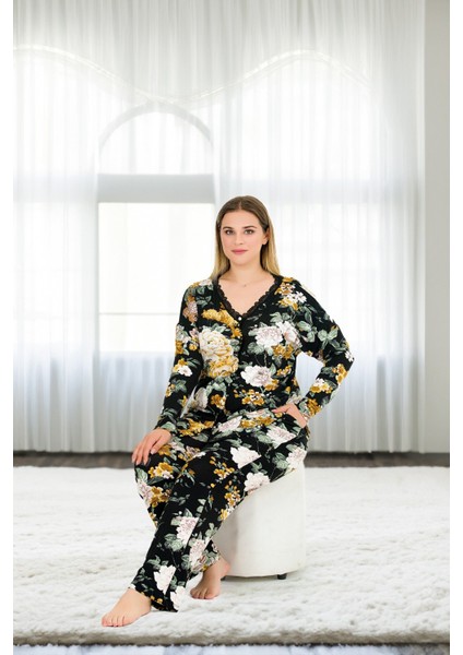 Büyük Beden Düğümeli Desenli Pijama Takım fiyatları