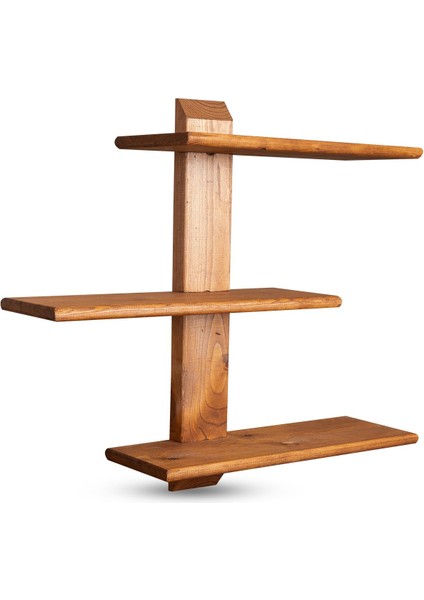 Dekoratif Ahşap 3 Raflı Duvar Rafı Kitaplık Çiçeklik Biblo Rafı 60 x 48 x 18 cm fırsatları