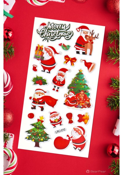 Yılbaşı Sticker Set Kabartmalı Çıkartma Etiket Sticker Noel Süslemeleri