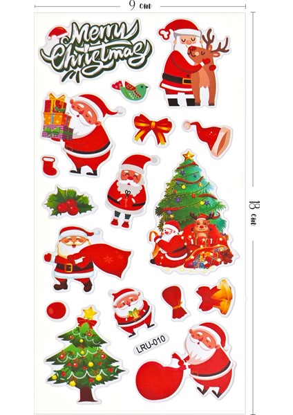 Yılbaşı Sticker Set Kabartmalı Çıkartma Etiket Sticker Noel Süslemeleri