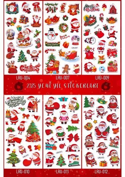 Yılbaşı Sticker Set Kabartmalı Çıkartma Etiket Sticker Noel Süslemeleri