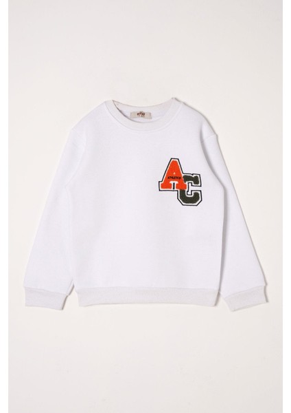 Suzene Ac Nakışlı Beyaz Renk Erkek Çocuk Sweat