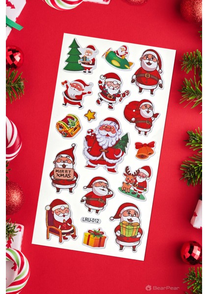 Noel Baba Yılbaşı Çıkartmaları Kabartmalı Sticker Set Noel