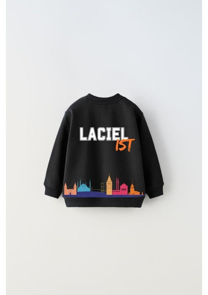 Siyah Istanbul Desenli Kışlık Pamuklu Sweatshirt Eşofman Alt-Üst Takım Unisex fırsatları