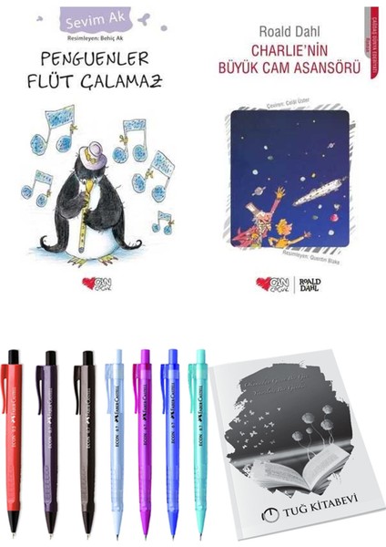 Charlie'nin Büyük Cam Asansörü ve Penguenler Flüt Çalamaz 2'li Set + Hediyeli