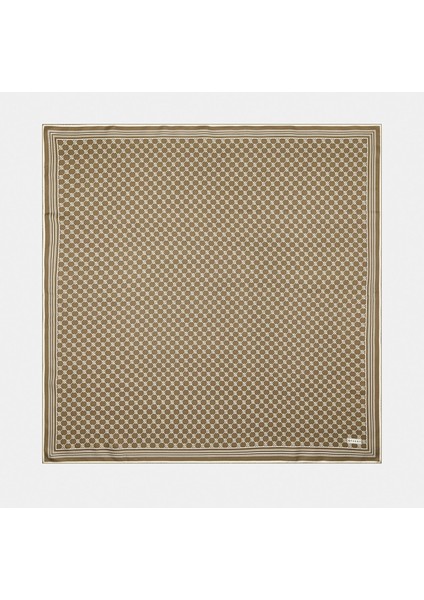 Tivil Ipek Monogram Eşarp 37144-AÇIK Kahve Ekru