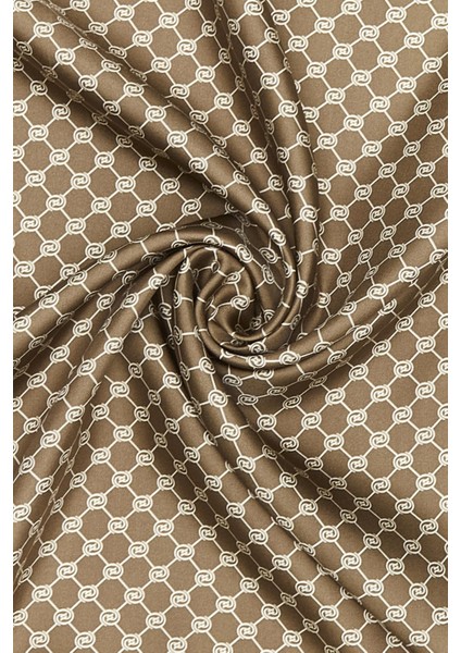 Tivil Ipek Monogram Eşarp 37144-AÇIK Kahve Ekru