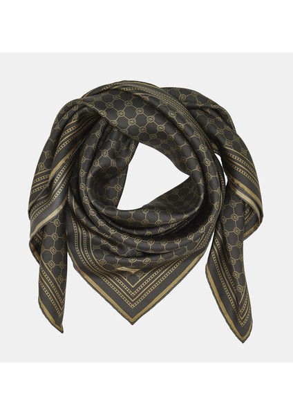 Tivil Ipek Monogram Eşarp 37144-AÇIK Kahve Ekru