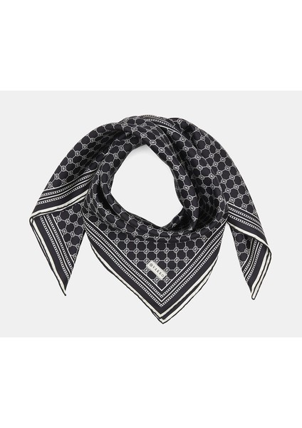 Tivil Ipek Monogram Eşarp 37144-AÇIK Kahve Ekru