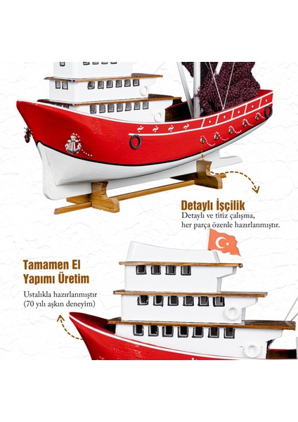 Ayhan Kotra Karadeniz Balıkçı, Ahşap Maket Gemi, Model Kotra, Yat Gemi ve Tekne Modeli, El Yapımı Ev, Ofis Hediye ve Aksesuar