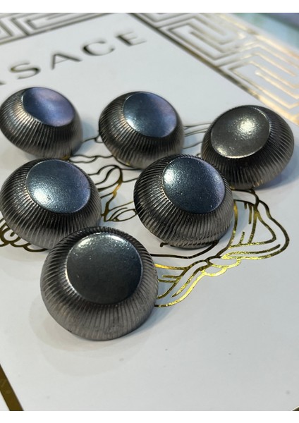 Siyah Büyük Boy Alttan Ayaklı 6lı Kaban Düğme Seti