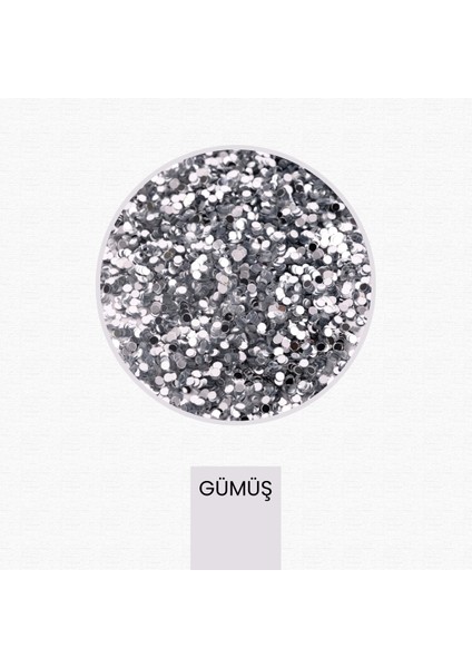 Gümüş Glitter Yuvarlak Epoksi-Nail Art-Makyaj Süsleme Pulu