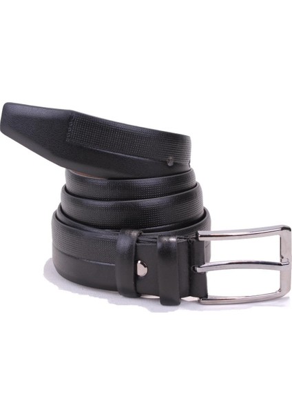 DMK26-304 Siyah 3,5 cm Suni Deri Erkek Kemer