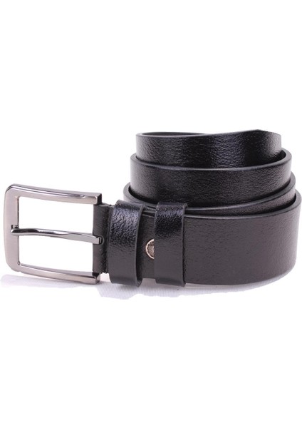 DMK26-467DG Siyah 4 cm Hakiki Deri Erkek Kemer