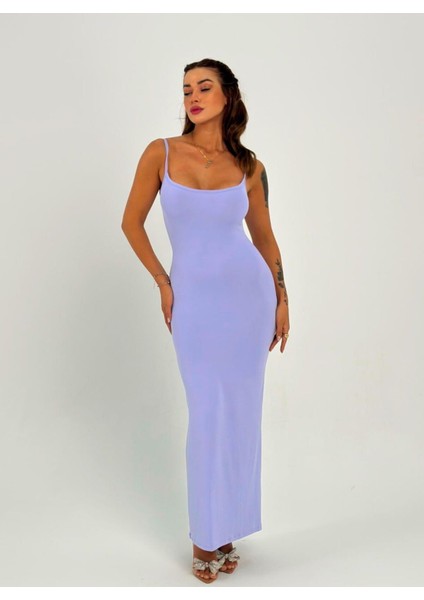 Şık Askılı Sonbahar Mevsimlik Elbise - Lila modelleri