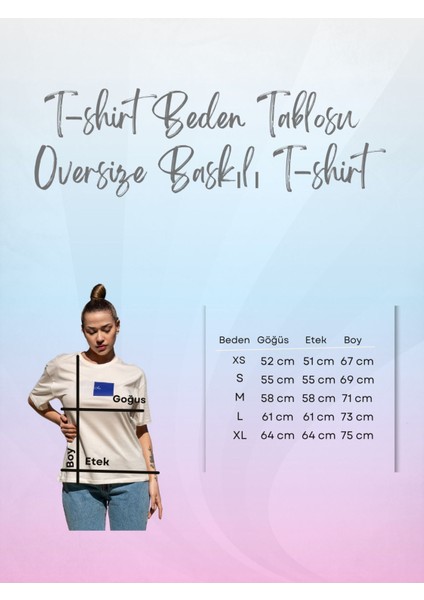 Kadın Oversize Fit Bisiklet Yaka Baskılı Kısa Kollu T-Shirt