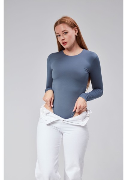 Antrasit Astarlı Uzun Kollu Çıtçıtlı Body