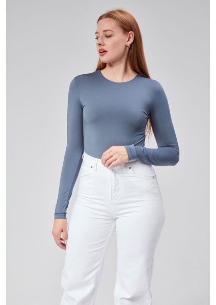 Antrasit Astarlı Uzun Kollu Çıtçıtlı Body