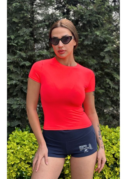 Pembe Fitted/vücuda Oturan Crop T-Shirt