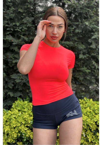 Pembe Fitted/vücuda Oturan Crop T-Shirt