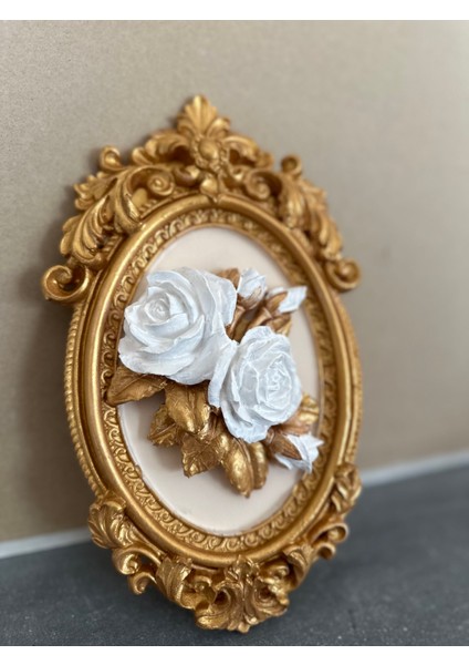 Gül Detaylı Tablo Dekoratif Masa Duvar Tablosu 22 cm