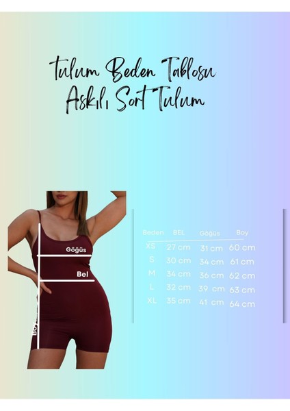 Vücüda Oturan Kadın Spor Şort Tulum / Toparlayıcı Askılı Spor Tulum Body Tayt Tulum
