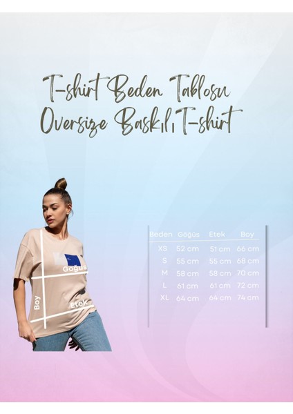 Kadın Oversize Fit Bisiklet Yaka Baskılı Kısa Kollu T-Shirt indirimleri