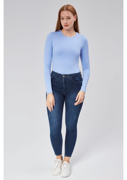 Bebe Mavi Astarlı Uzun Kollu Çıtçıtlı Body fırsatları