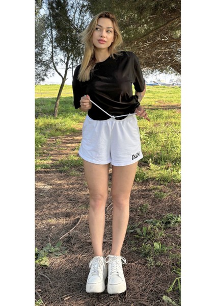 Kadın Baskısız Basic Pamuklu Oversize Tişört