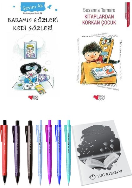 Kitaplardan Korkan Çocuk ve Babamın Gözleri Kedi Gözleri 2'li Set + Hediyeli
