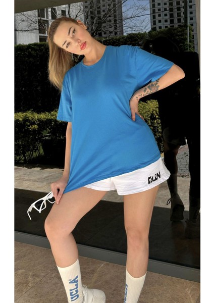 Kadın Baskısız Basic Pamuklu Oversize T-Shirt